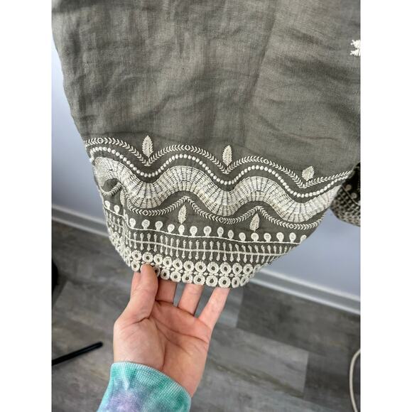 Johnny Was Los Angeles 100% Linen Dress Size Large Floral Breen Tank Dress - Picture 10 of 11